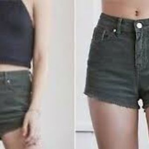 Corduroy olive green shorts Kendall + Kylie